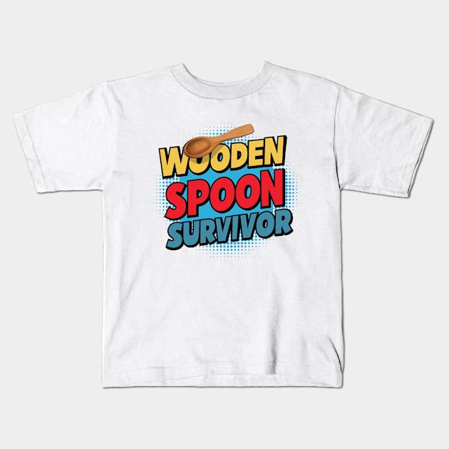 Wooden Spoon Survivor Pop Art Kids T-Shirt by Sigmoid